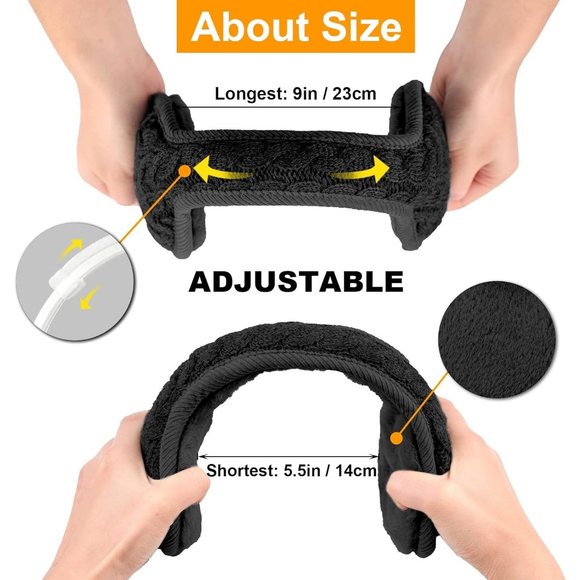 Unisex A-black Warm Knit Cashmere Adjustable Wrap Outdoor Fur Earwarmer - Picture 6 of 6